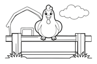 A chicken sitting on a fence – Chicken Family Life coloring page