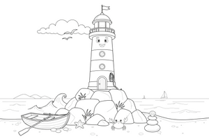 A lighthouse on a cliff by the sea – Lighthouse coloring page