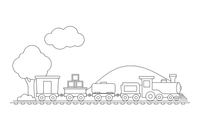 A freight train pulling many cargo wagons – Rail Rail coloring page