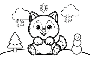 Husky catching snowflakes in a blizzard – Husky Dog Playtime coloring page