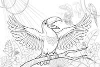 A toucan spreading its wings – Toucan coloring page