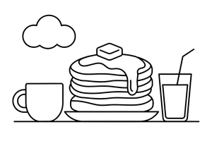 A stack of pancakes with a pat of butter on top – Classic Breakfast coloring page