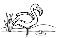 A flamingo tucking its head to rest – Flamingo Pond coloring page