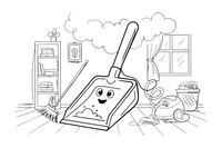 A dustpan with a little pile of dust – Cleaning Things coloring page