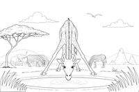 A giraffe bending down to drink water – Giraffe Wild Wonders coloring page