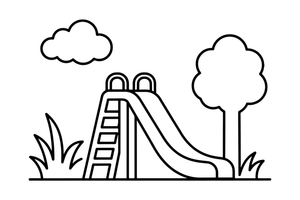 A slide at the playground – Playground coloring page