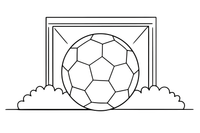 One big soccer ball with its simple pattern (outlined, no fill), close up – Sports Gear Object coloring page