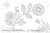 A snail climbing a flower stem – Snail coloring page