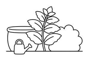 A sprig of mint with pairs of leaves – Fragrant Herb Garden coloring page