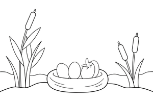 A nest of eggs with one big egg about to hatch – The Ugly Duckling Story coloring page