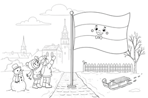 Flag Raising Ceremony – Day of Restoration of the State of Lithuania Winter coloring page