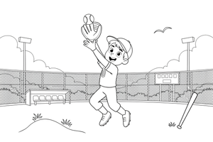 A fielder catching a fly ball – Baseball Baseball coloring page