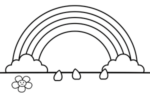 A big rainbow arching across the sky with a few clouds – Rainbow coloring page