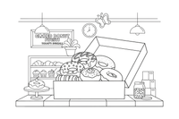 An open box full of different donuts – Glazed Donut Sweets coloring page