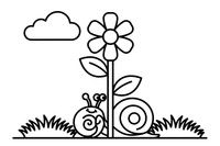 A snail climbing a flower stem – Snail coloring page