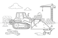 A bulldozer pushing a big pile of dirt – Construction Vehicles coloring page