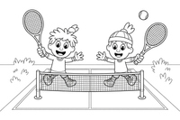 Two players on opposite sides of the net – Tennis Tennis coloring page