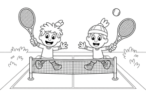Two players on opposite sides of the net – Tennis Tennis coloring page