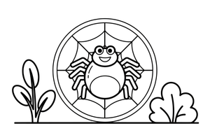 A spider sitting on its web – Spiders coloring page