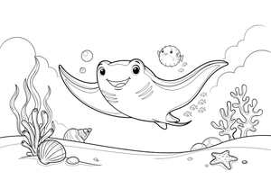 A manta ray gliding with its huge wings – Majestic Ocean Giants coloring page