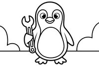 Penguin with a wrench – Penguin Fix-It Crew coloring page
