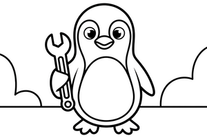 Penguin with a wrench – Penguin Fix-It Crew coloring page