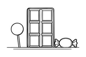 One big chocolate bar divided into squares, close up – Candy & Chocolate Sweets coloring page