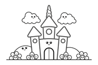 Unicorn Castle – Enchanted Unicorn Magic coloring page