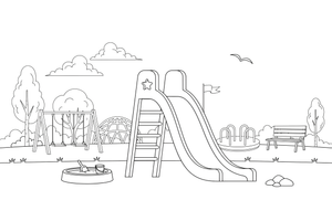 A slide at the playground – Playground coloring page