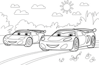 Two sports cars racing side by side – Sports Cars coloring page