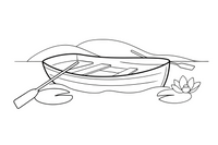 A rowboat with two oars – Water Watercraft coloring page