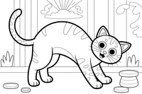 Tabby Cat arching its back – Tabby Cat at Play coloring page