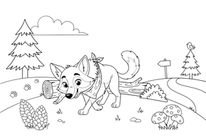 A wolf sniffing the ground – Wild Wolf Pack coloring page