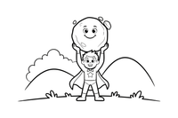 A superhero lifting a big rock – Superhero coloring page