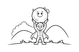 A superhero lifting a big rock – Superhero coloring page