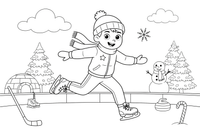 A skater doing a graceful jump – Winter Sports Adventure coloring page