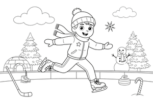 A skater doing a graceful jump – Winter Sports Adventure coloring page