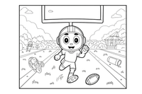 A player running past the goal posts – American Football coloring page