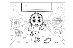 A player running past the goal posts – American Football coloring page