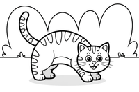 Tabby Cat arching its back – Tabby Cat at Play coloring page