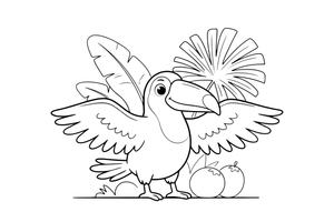 A toucan spreading its wings – Toucan coloring page