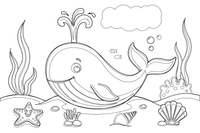 A big whale spouting water from its blowhole – Colorful Sea Creature coloring page