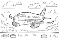 Airplane Clouds – Airplane Sky Scenes coloring page