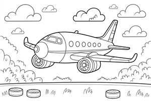 Airplane Clouds – Airplane Sky Scenes coloring page