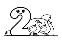 Number 2 with two ducks – Number 3 Learning coloring page