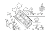 One big chocolate bar divided into squares, close up – Candy & Chocolate Sweets coloring page