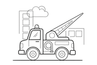 A fire truck with a long ladder – Emergency Emergency Vehicles coloring page