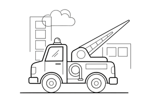 A fire truck with a long ladder – Emergency Emergency Vehicles coloring page