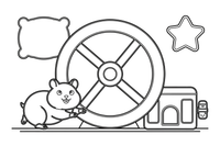 A hamster running on its wheel – Hamster coloring page