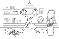 Scissors cutting a strip of paper – Classic School & Art Supplies coloring page